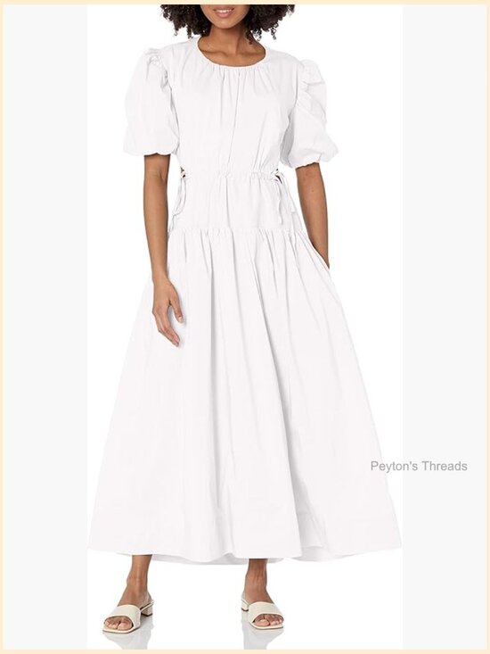 Dresses & Skirts - Casual Maxi Dress with Puff Sleeves A-Line